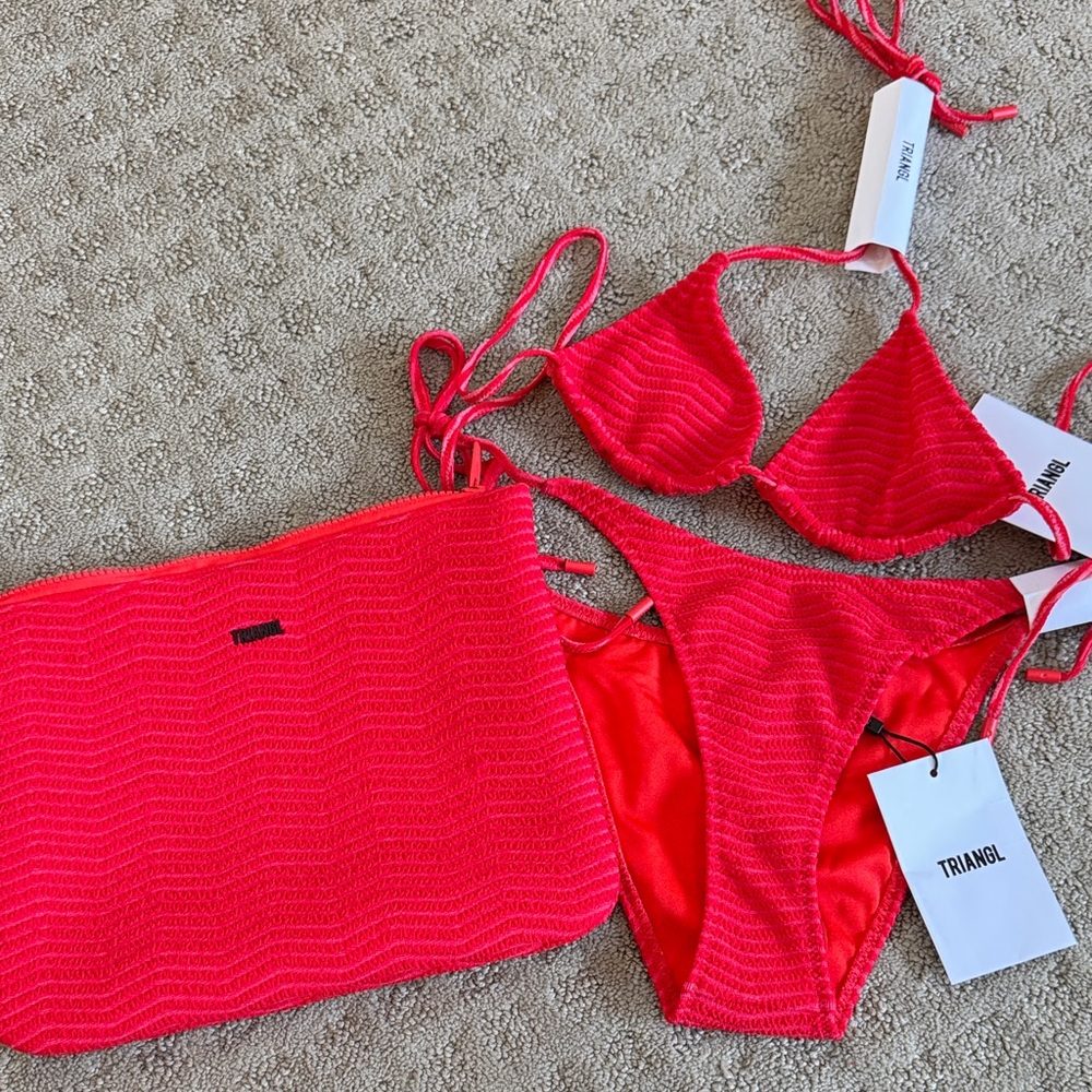 Triangl Swimwear Red Bikini Set size small. Brand new, Price is firm